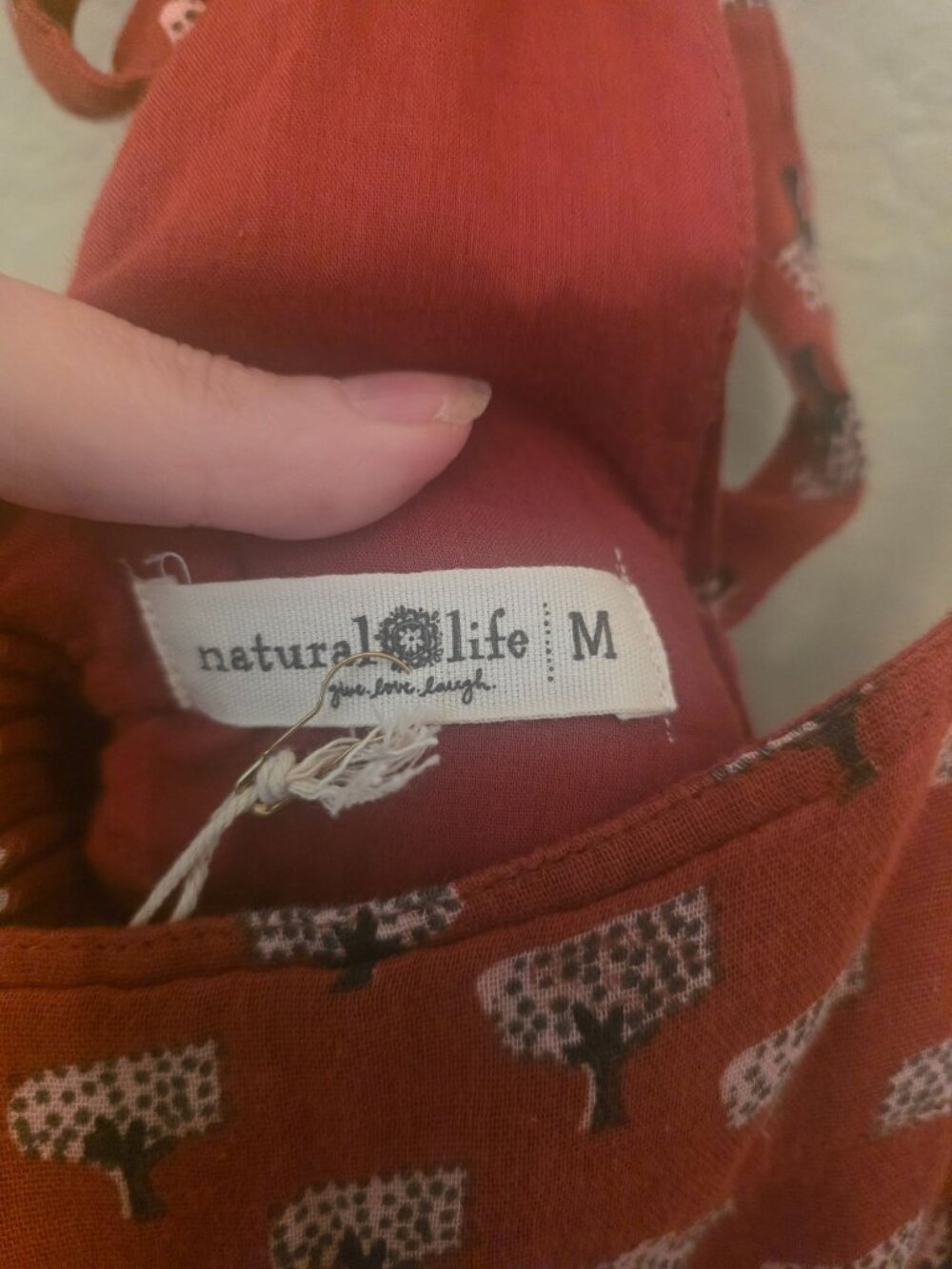 Natural Life Dakota Orange Fall Tree Novelty Wide Leg Jumpsuit Romper M NEW - Picture 6 of 7